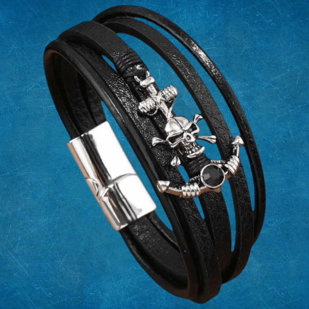 Pulsera De Ancla Y Calavera