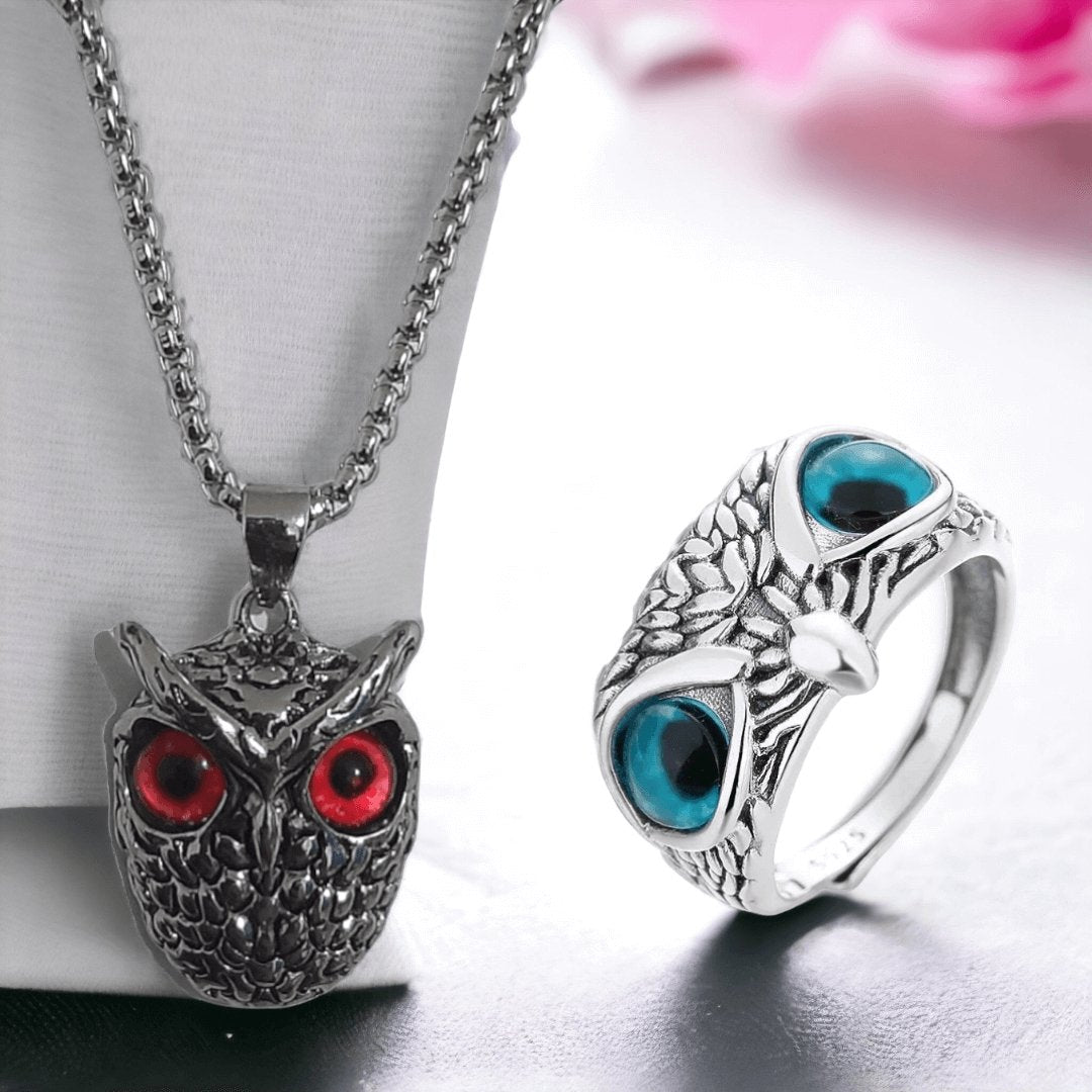 Anillo + Collar Ojo De Búho - Diversa Colección
