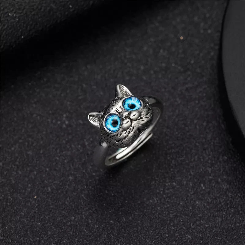 Anillo Gato Ojos Azules - Diversa Colección