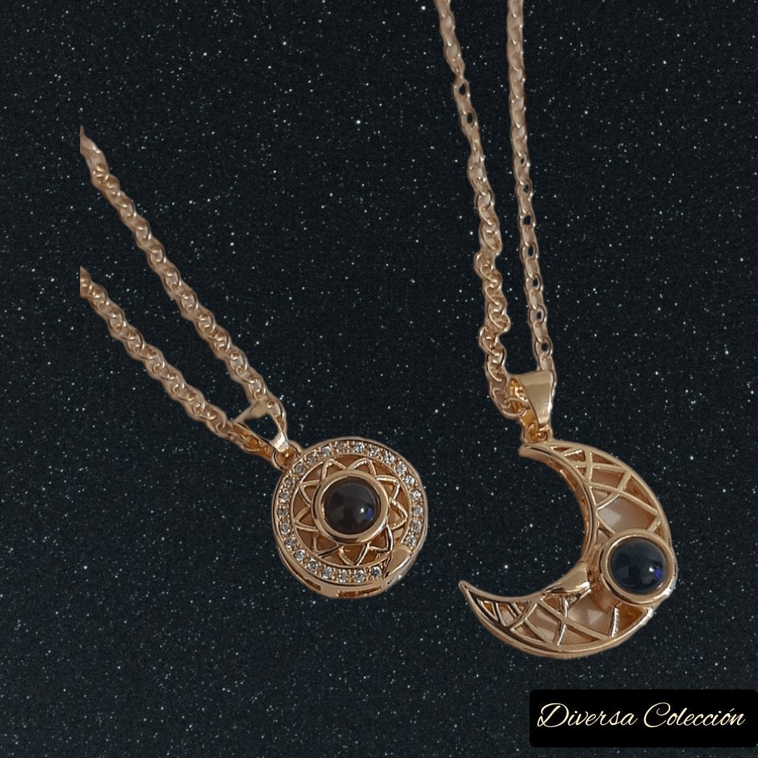 Collar Sol y Luna Proyección 100 Idiomas Gold - Diversa Colección