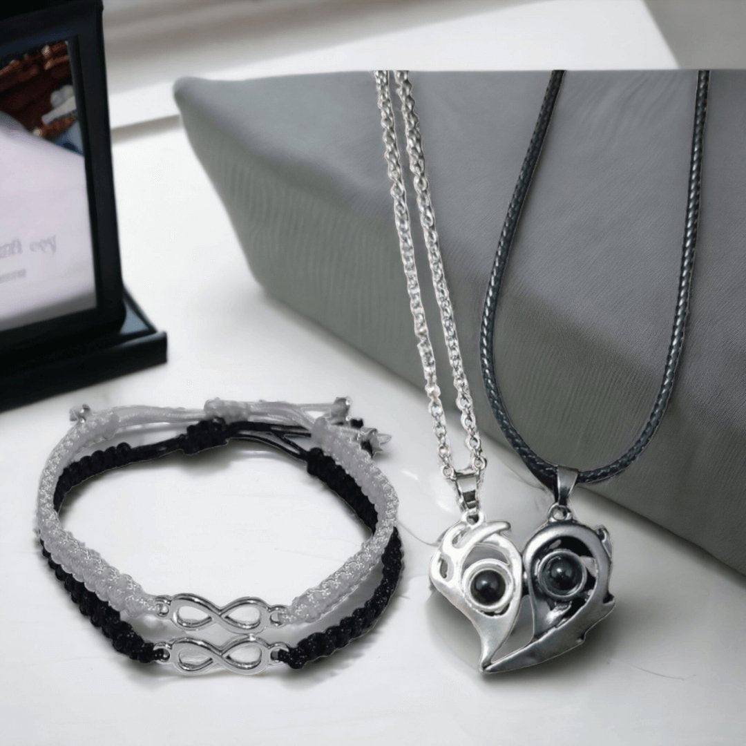 Collares Corazón Proyección + Manillas Infinito - Diversa Colección