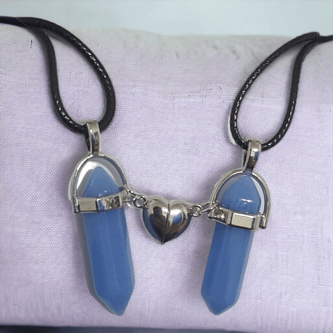 Collares Cuarzo Corazón Magnético Azul Luminosos - Diversa Colección