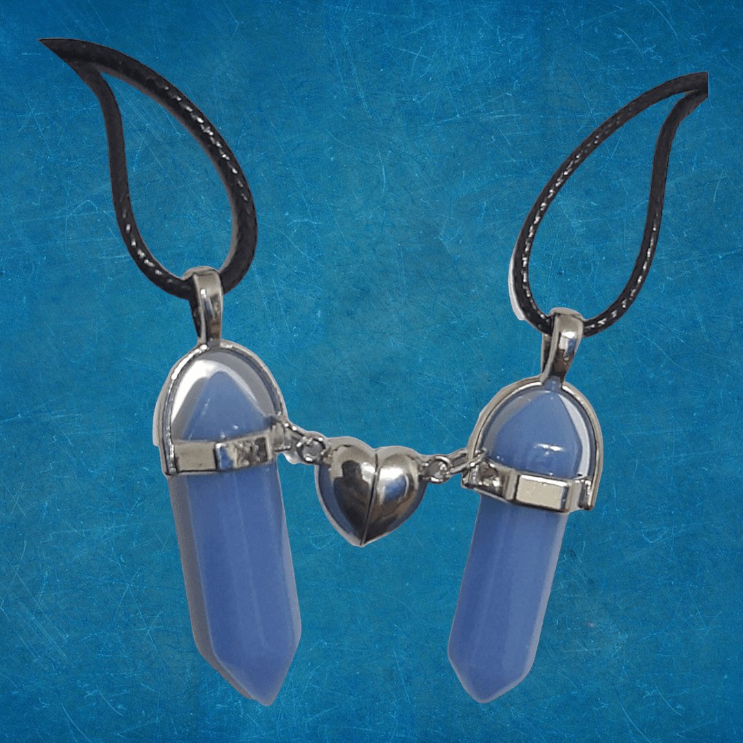 Collares Cuarzo Corazón Magnético Azul Luminosos - Diversa Colección