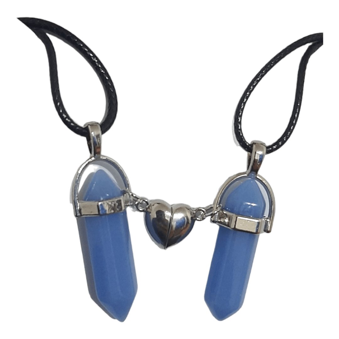 Collares Cuarzo Corazón Magnético Azul Luminosos - Diversa Colección