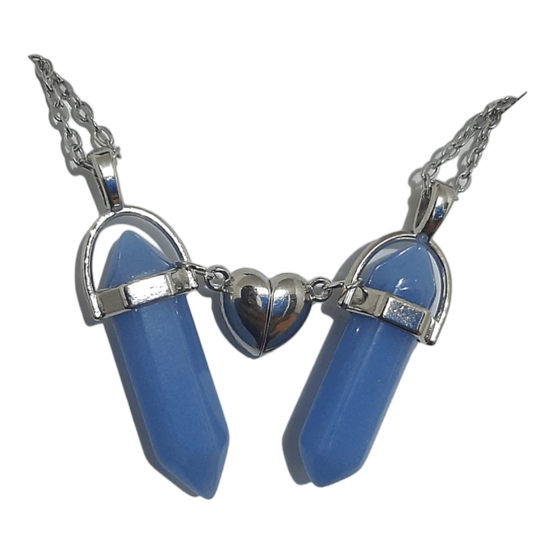 Collares Cuarzo Corazón Magnético Azul Luminosos - Diversa Colección