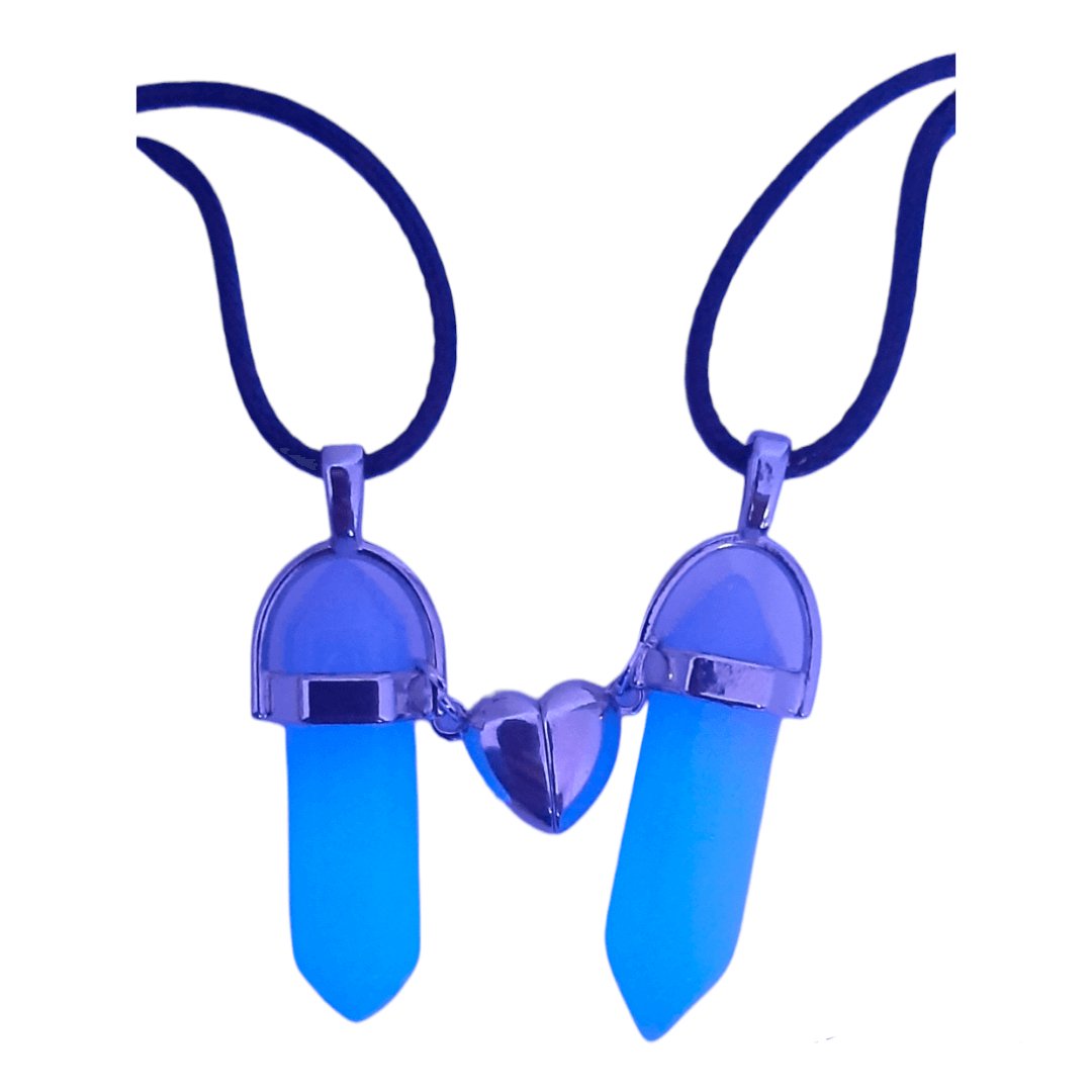 Collares Cuarzo Corazón Magnético Azul Luminosos - Diversa Colección