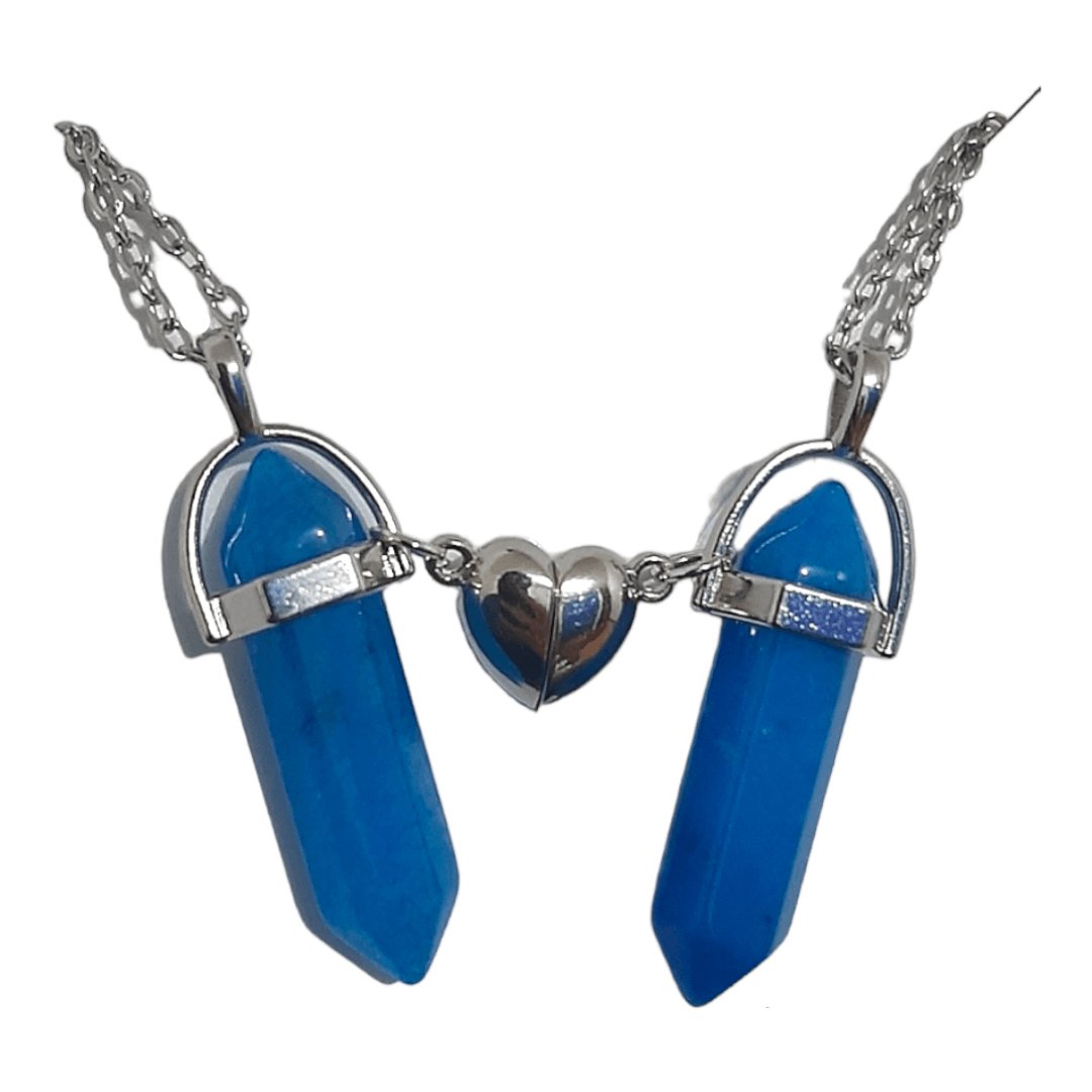 Collares Cuarzo Corazón Magnético Azules - Diversa Colección