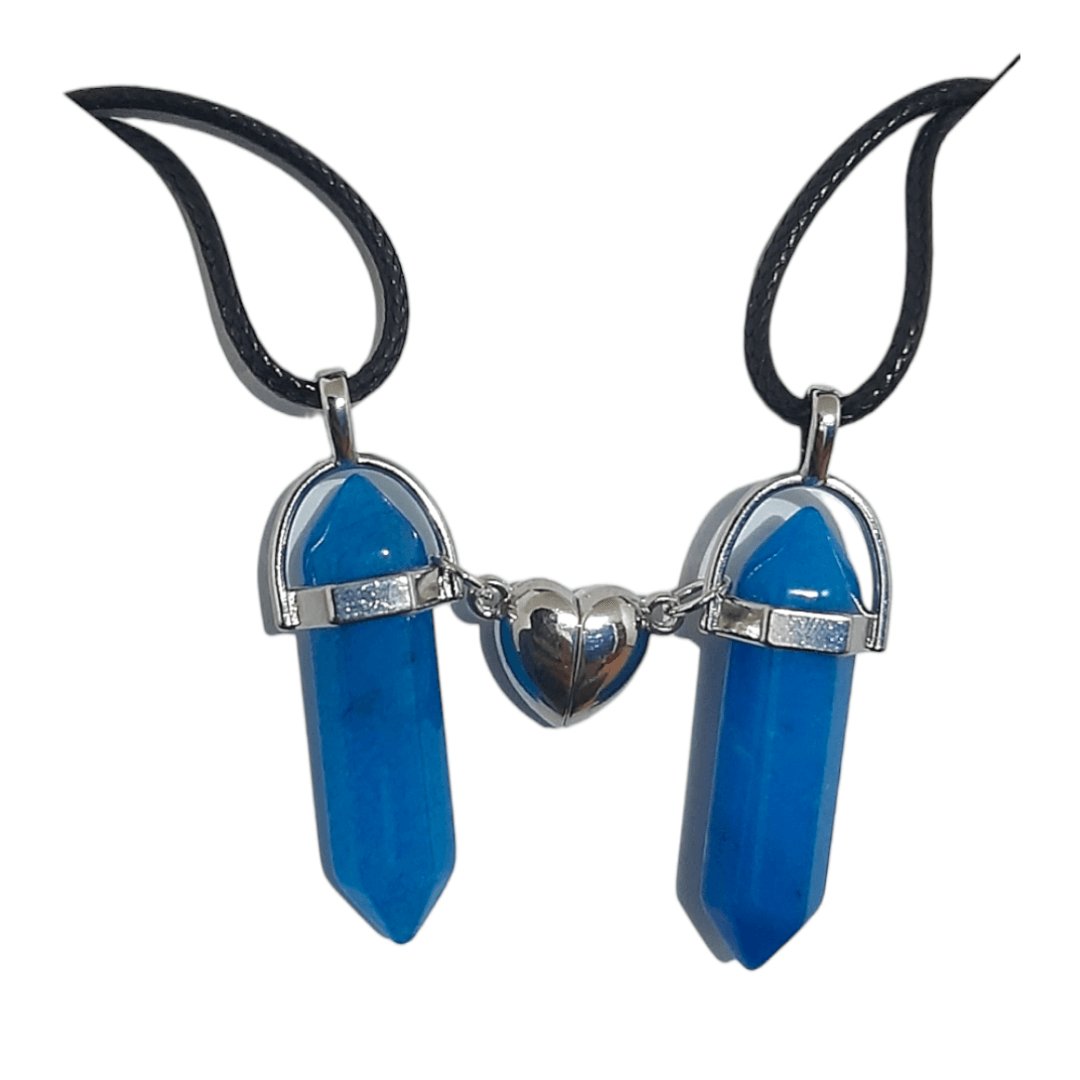 Collares Cuarzo Corazón Magnético Azules - Diversa Colección