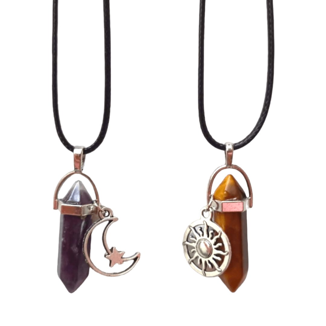 Collares Sol y Luna Amatista & OjoTigre - Diversa Colección