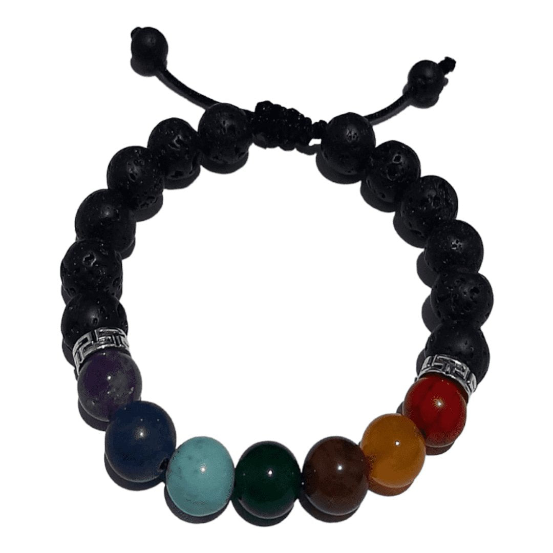 Pulsera 7 chakras & Piedra Volcánica - Diversa Colección