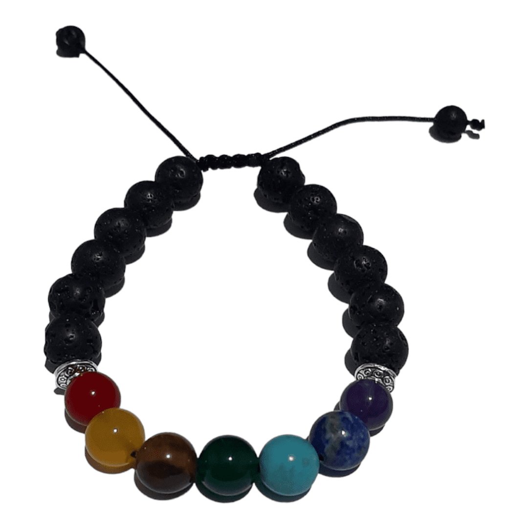 Pulsera 7 chakras & Piedra Volcánica - Diversa Colección
