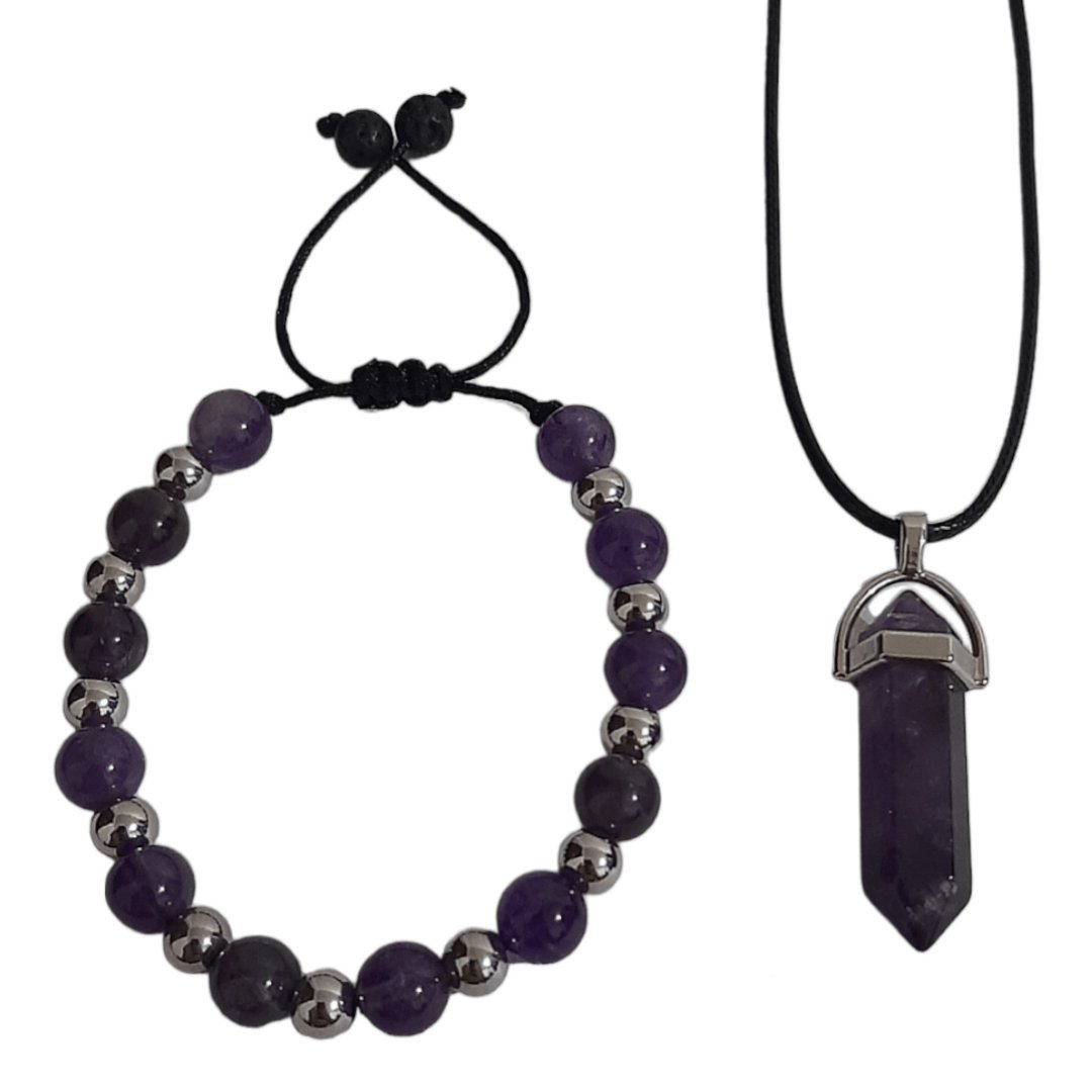 Pulsera + Collar Cuarzo Amatista - Diversa Colección