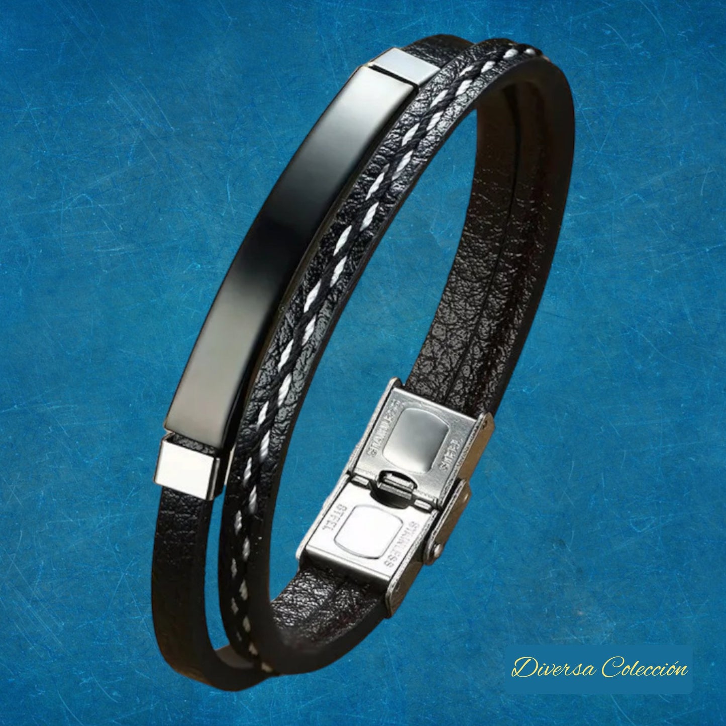 Pulsera Cuero & Placa - Diversa Colección