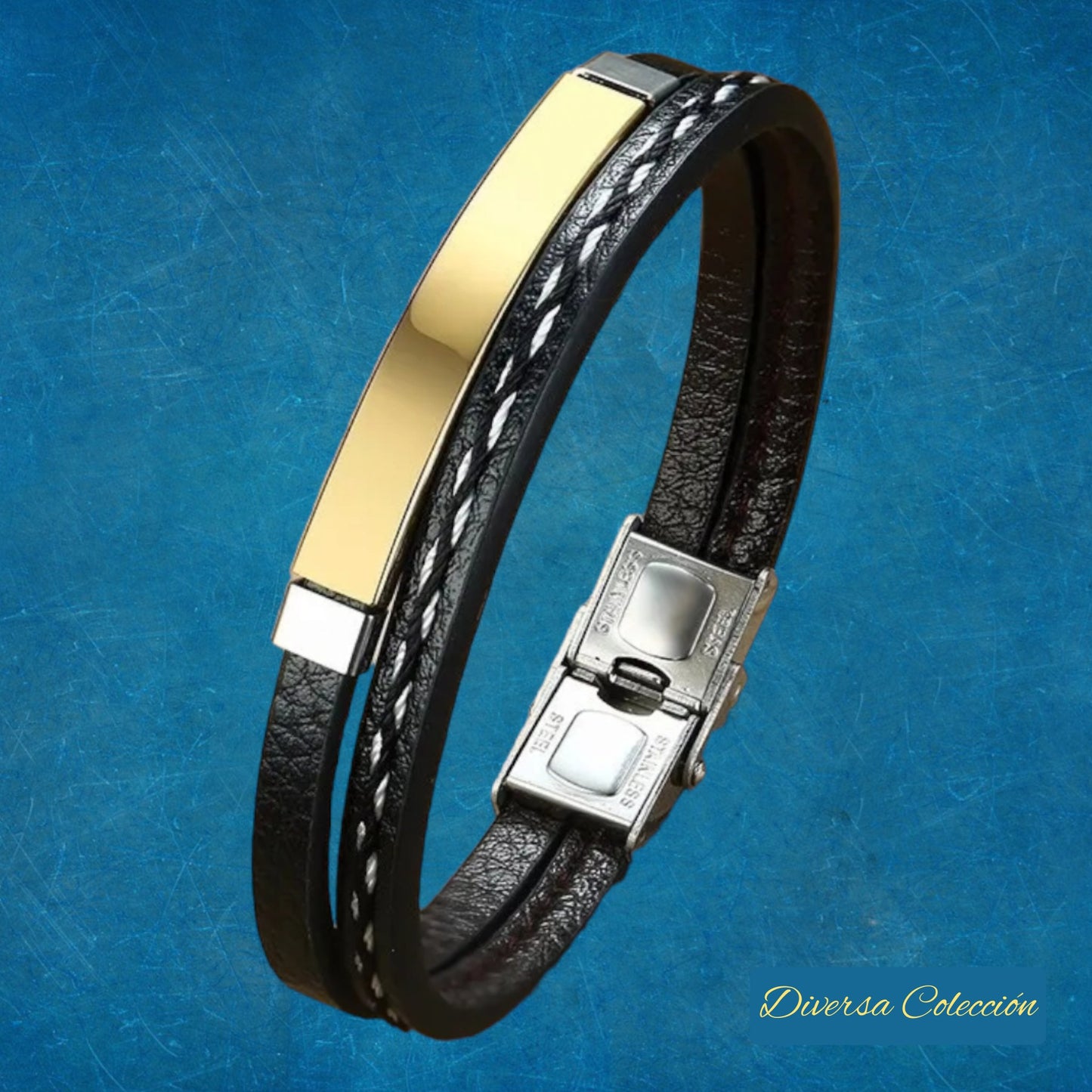 Pulsera Cuero & Placa - Diversa Colección