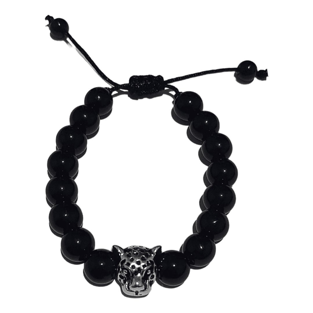 Pulsera Leopardo Piedra Obsidiana - Diversa Colección