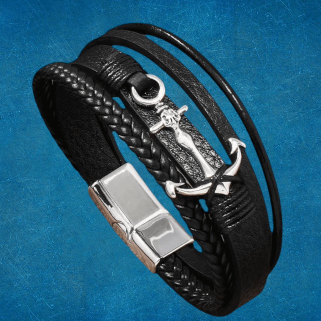 Pulsera Cuero King Ancla