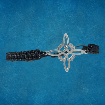 Pulsera Tejida Nudo De Bruja Plateado