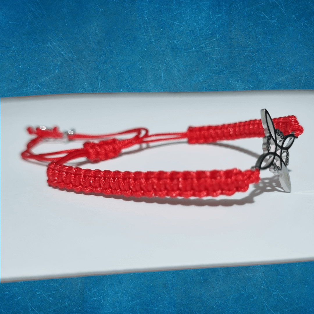 Pulsera Tejida Nudo De Bruja Plateado