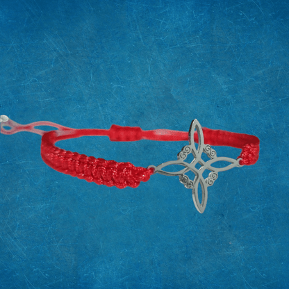 Pulsera Tejida Nudo De Bruja Plateado