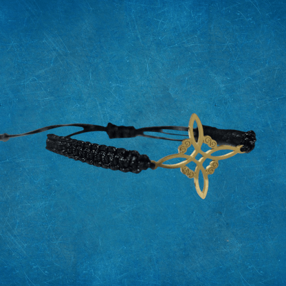 Pulsera Tejida Nudo De Bruja Dorado