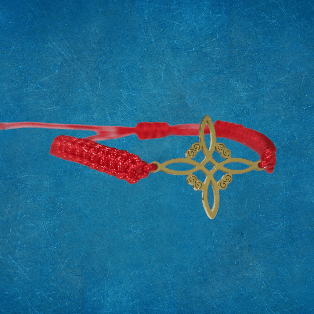 Pulsera Tejida Nudo De Bruja Dorado