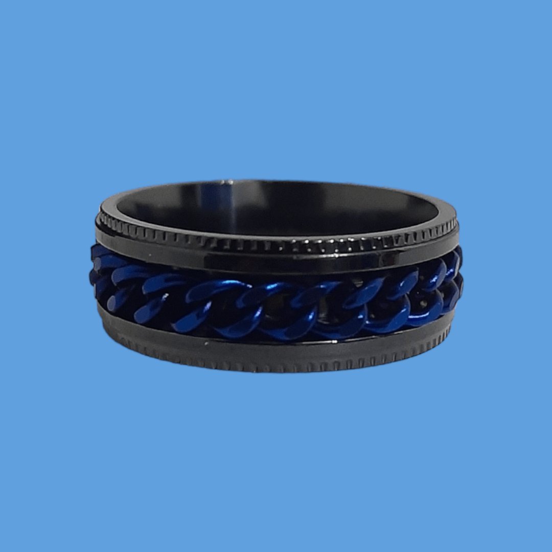 Anillo Cadena Giratoria Azul - Diversa Colección