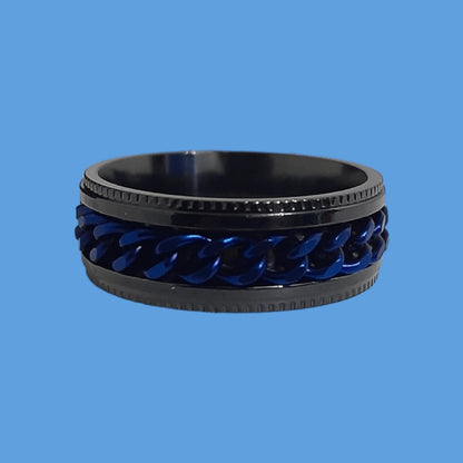 Anillo Cadena Giratoria Azul - Diversa Colección