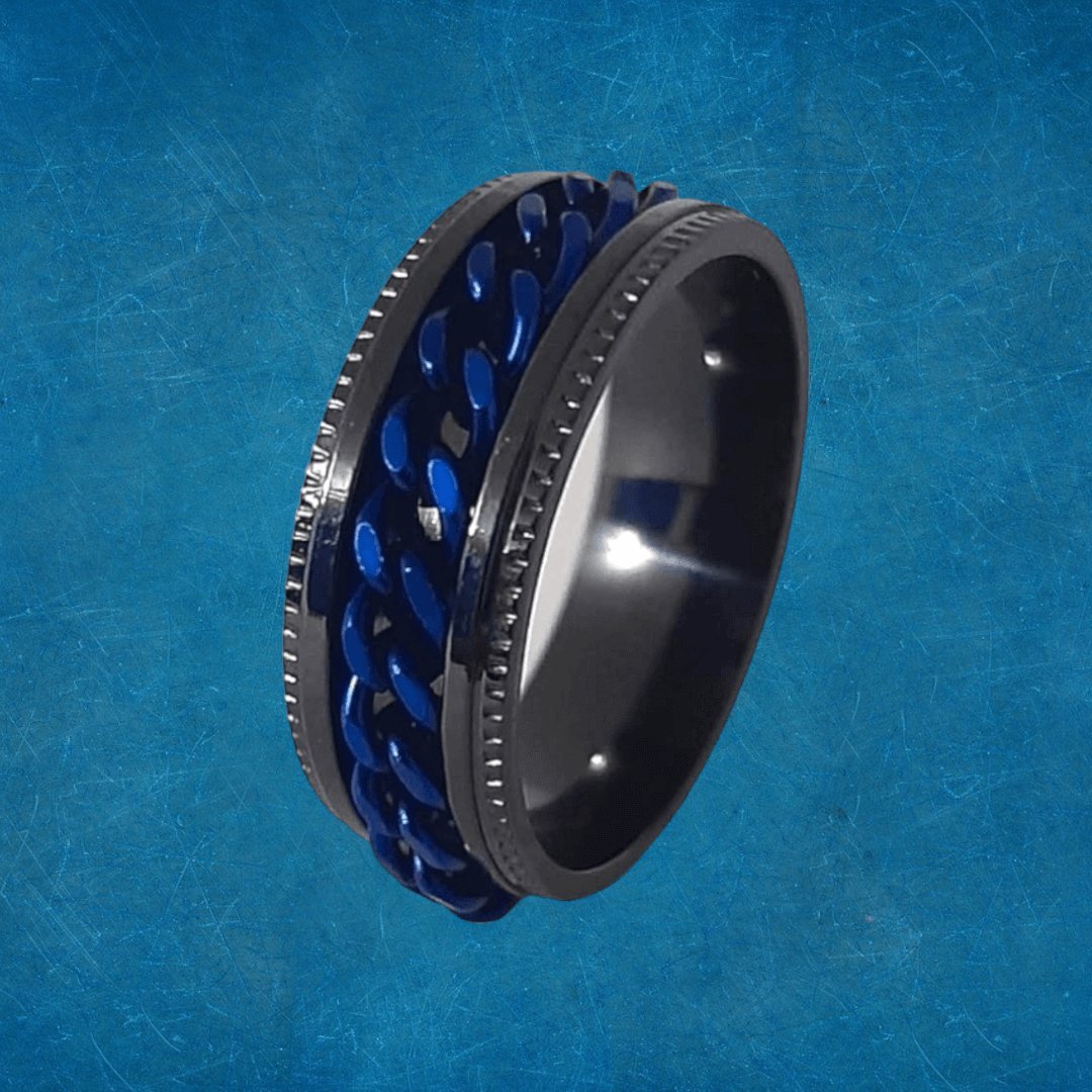 Anillo Cadena Giratoria Azul - Diversa Colección