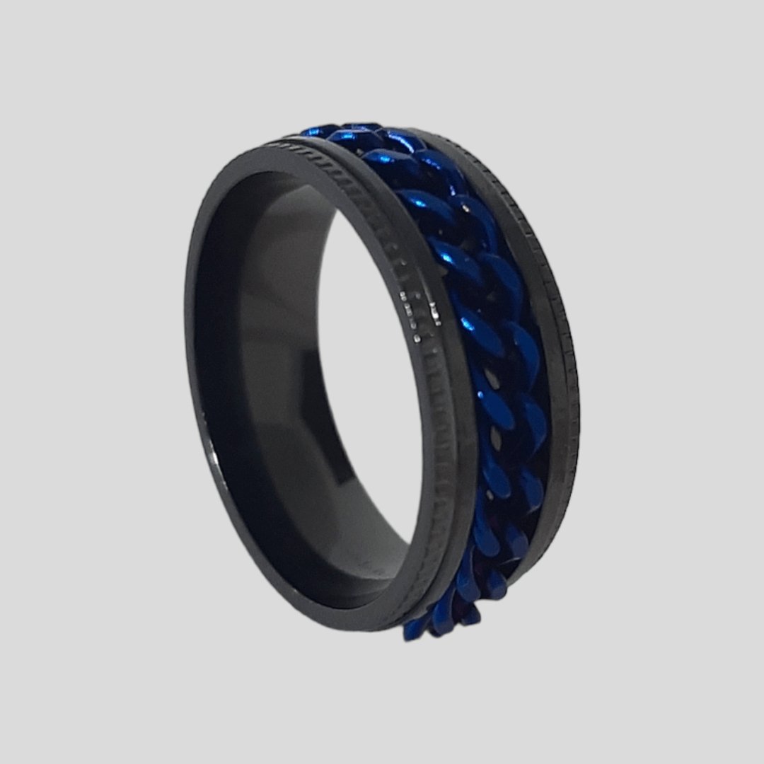 Anillo Cadena Giratoria Azul - Diversa Colección