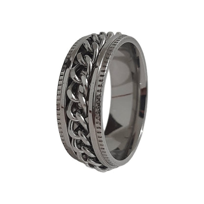 Anillo Cadena Giratoria Plateado - Diversa Colección