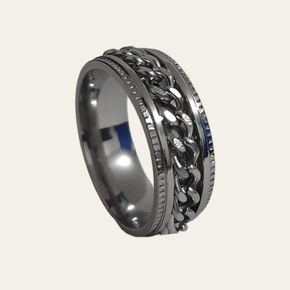 Anillo Cadena Giratoria Plateado - Diversa Colección