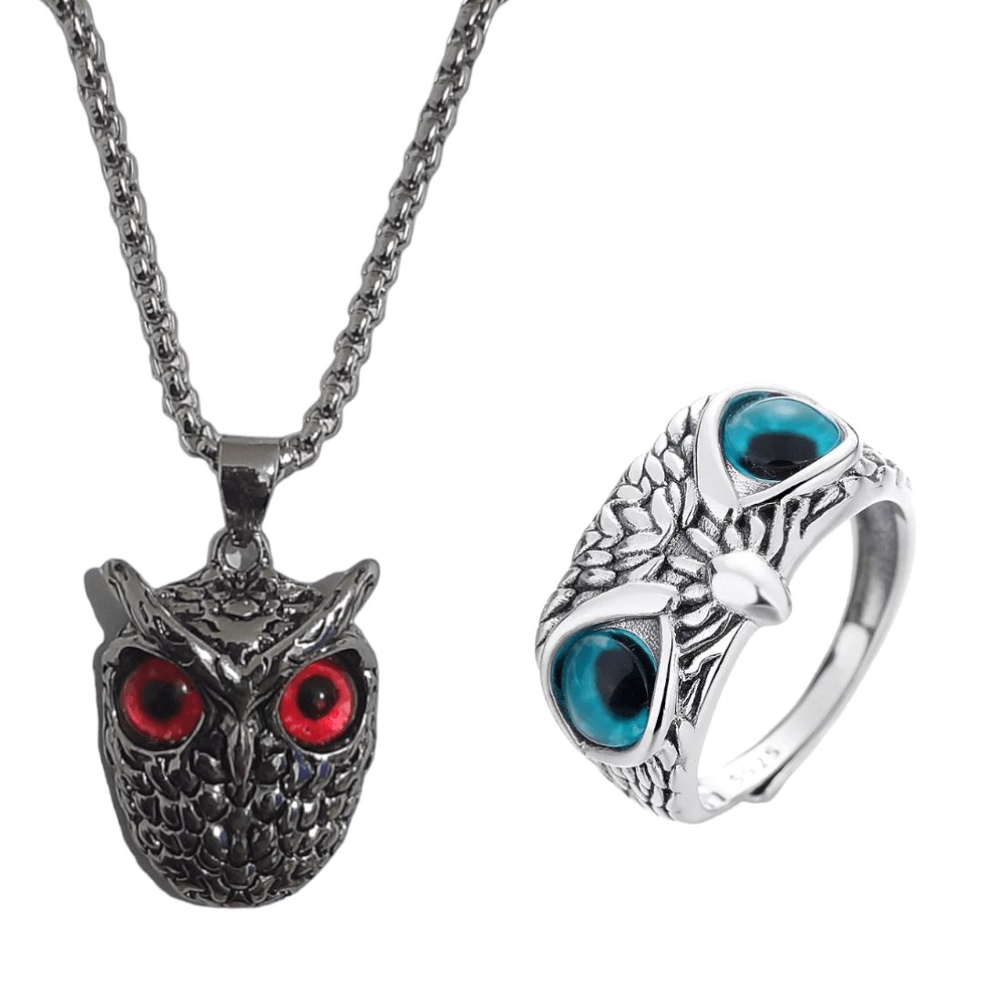 Anillo + Collar Ojo De Búho - Diversa Colección