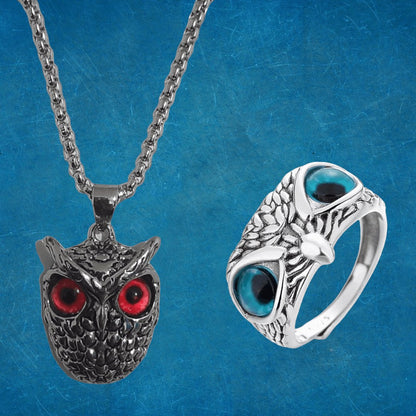 Anillo + Collar Ojo De Búho - Diversa Colección