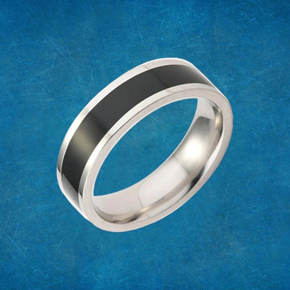 Anillo Línea Negro & Plata - Diversa Colección
