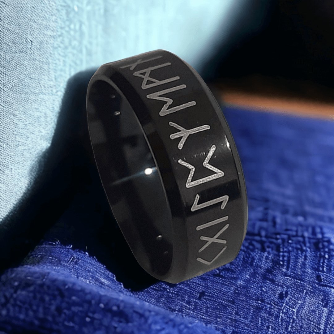 Anillo Runas Negro - Diversa Colección