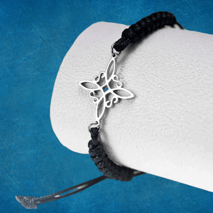 Pulsera Tejida Nudo De Bruja Plateado