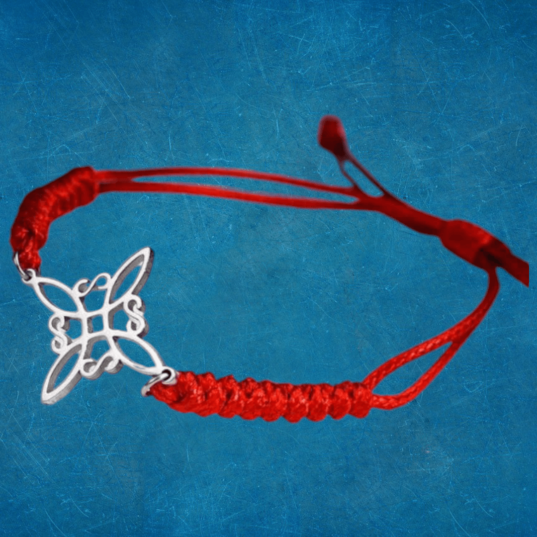 Pulsera Tejida Nudo De Bruja Plateado
