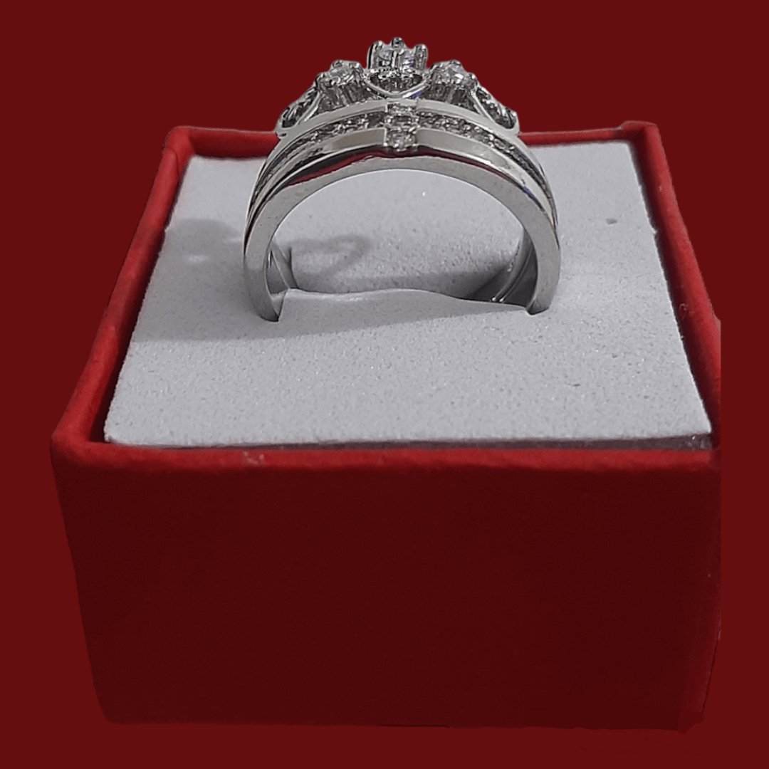 Anillos Corona Plata S925 Ajustables Pareja - Diversa Coleccion