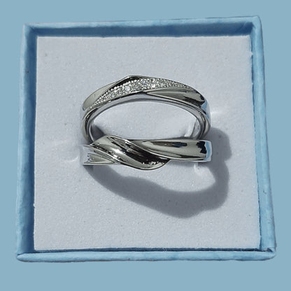 Anillos Ajustables Plata S925 Pareja - Diversa Coleccion