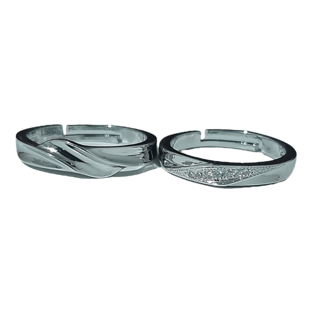Anillos Ajustables Plata S925 Pareja - Diversa Coleccion