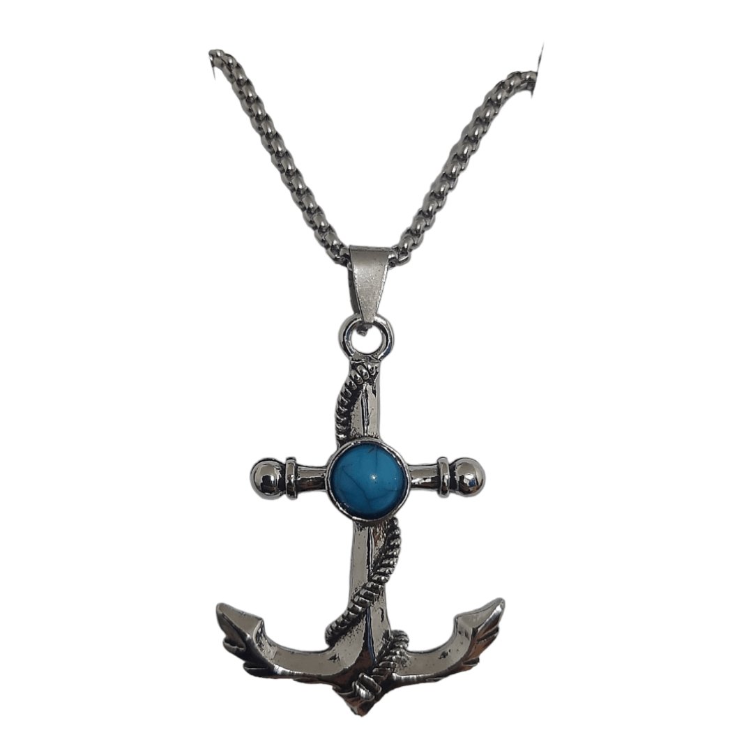 Collar Ancla Turquesa Acero
