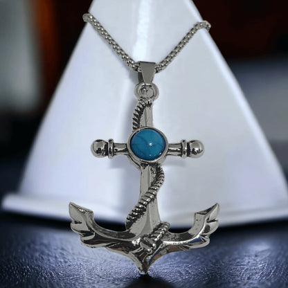 Collar Ancla Turquesa Acero