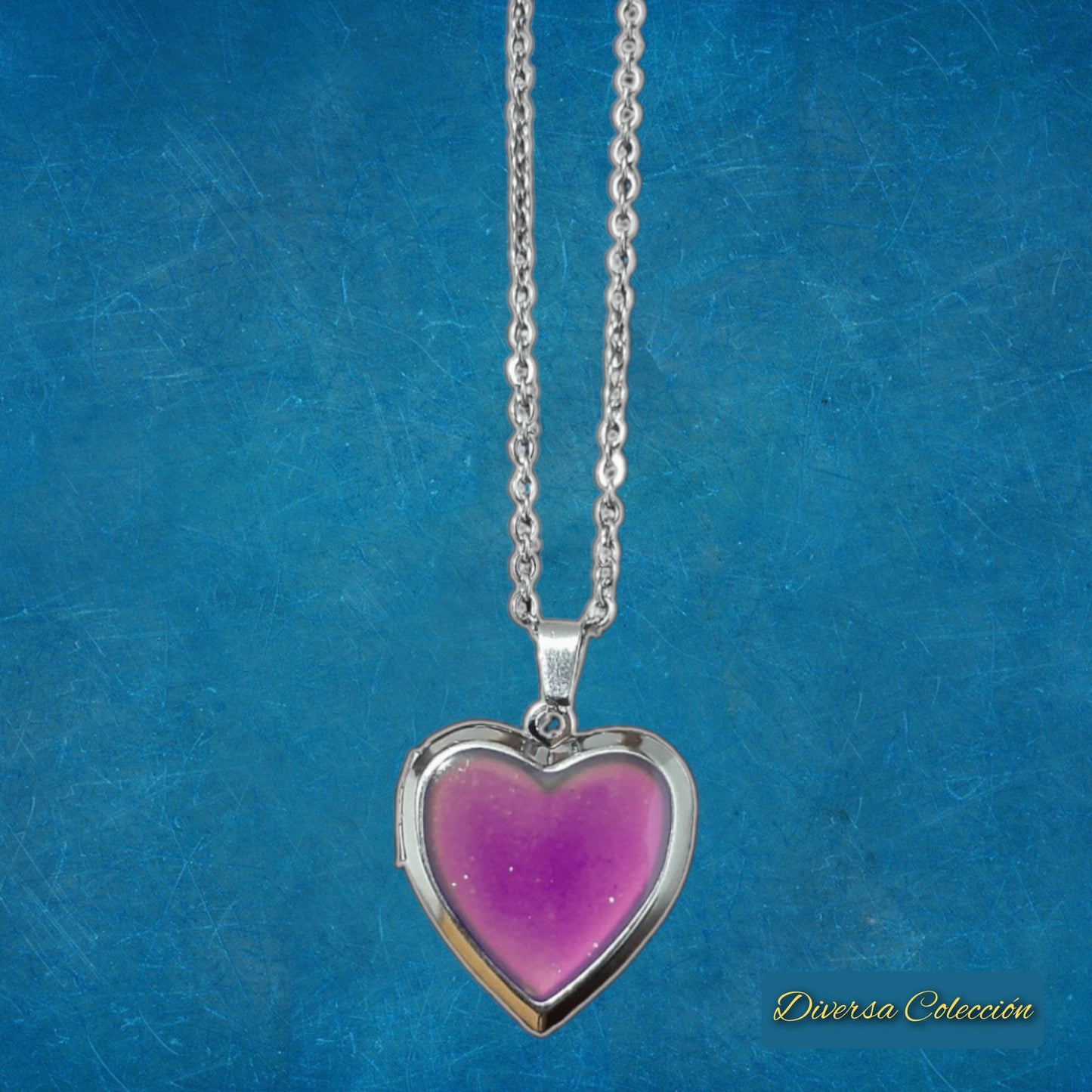 Collar Colgante Corazón Relicario Multicolor - Diversa Colección