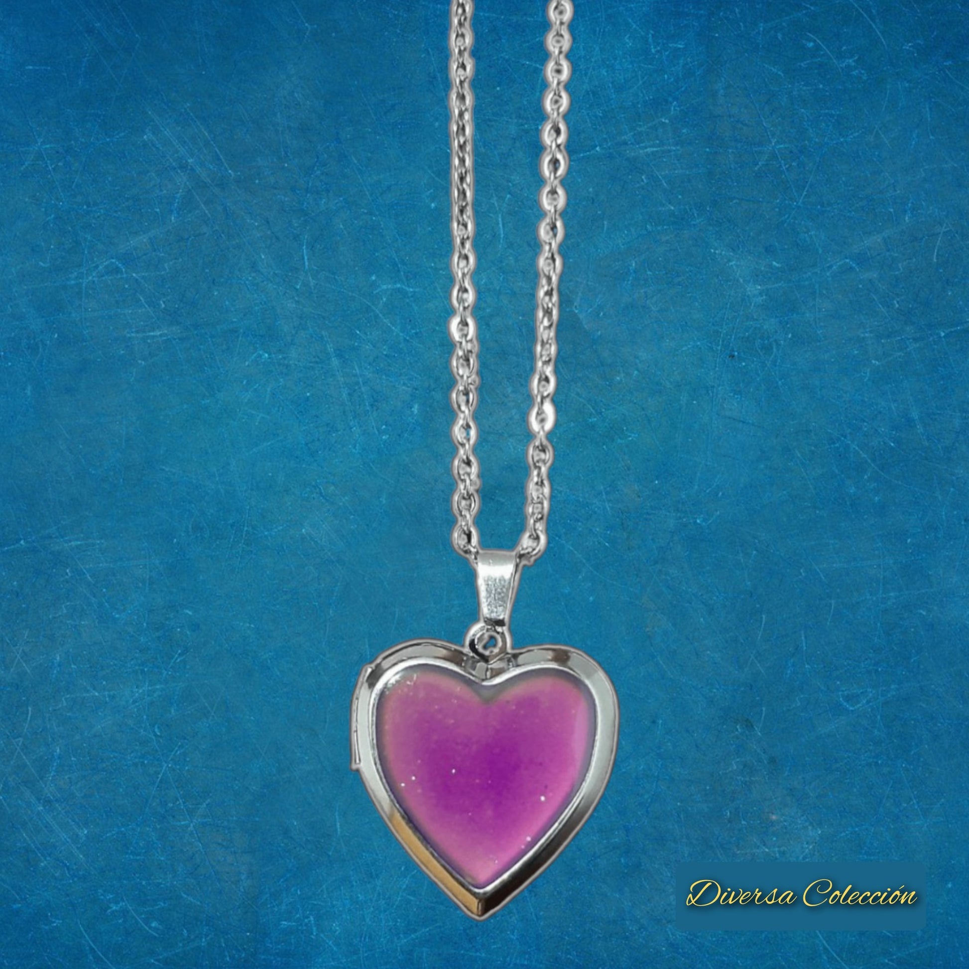 Collar Colgante Corazón Relicario Multicolor - Diversa Colección