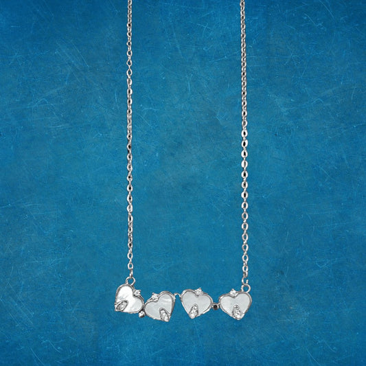 Collar Colgante Trébol & Corazón Blanco