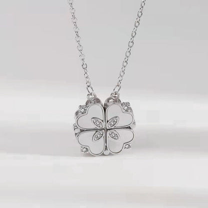 Collar Colgante Trébol & Corazón Blanco - Diversa Coleccion