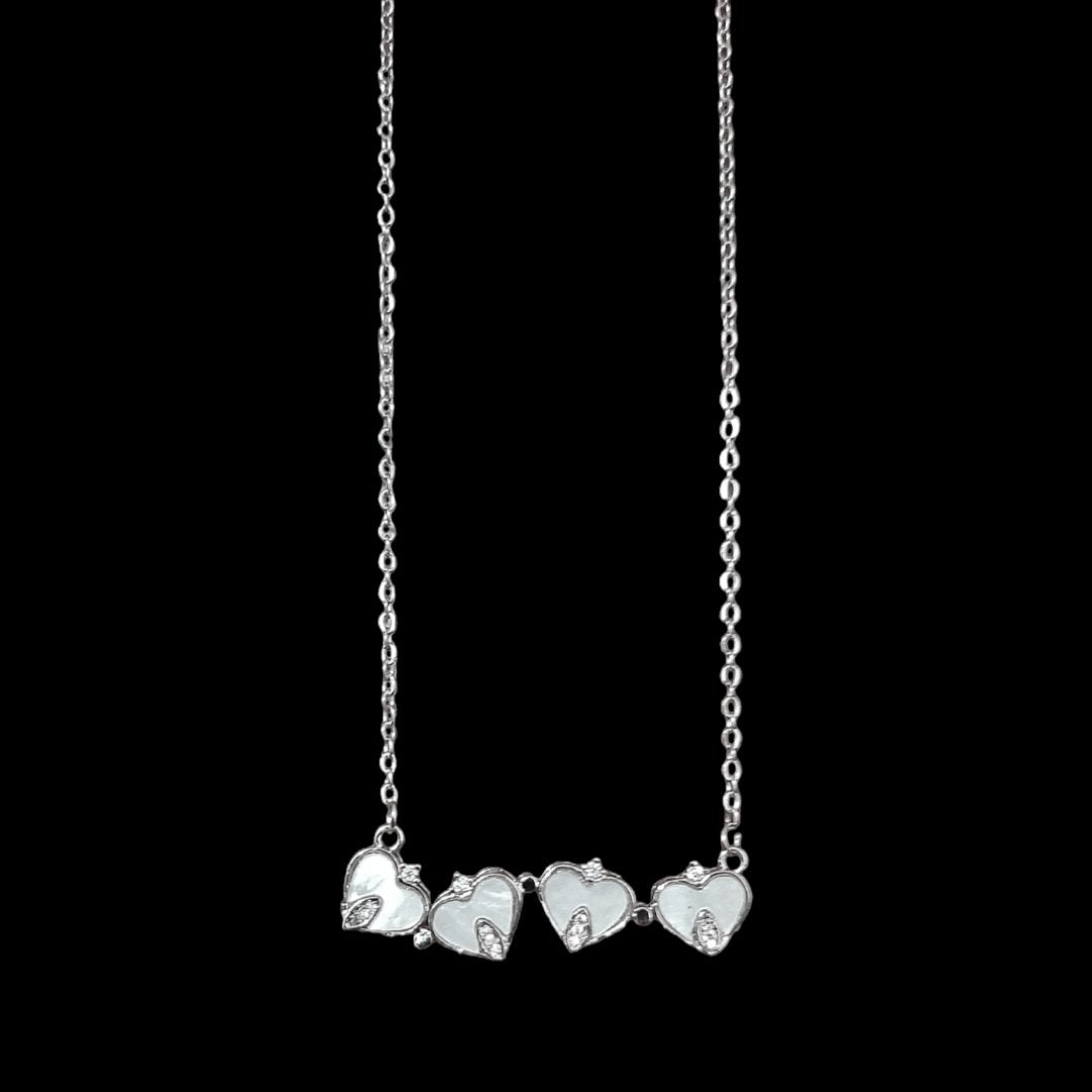 Collar Colgante Trébol & Corazón Blanco - Diversa Coleccion
