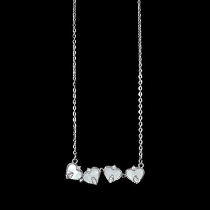 Collar Colgante Trébol & Corazón Blanco - Diversa Coleccion