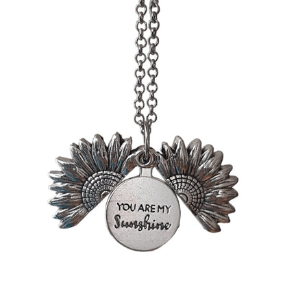 Collar Girasol You Are My Sunshine Plateado - Diversa Colección