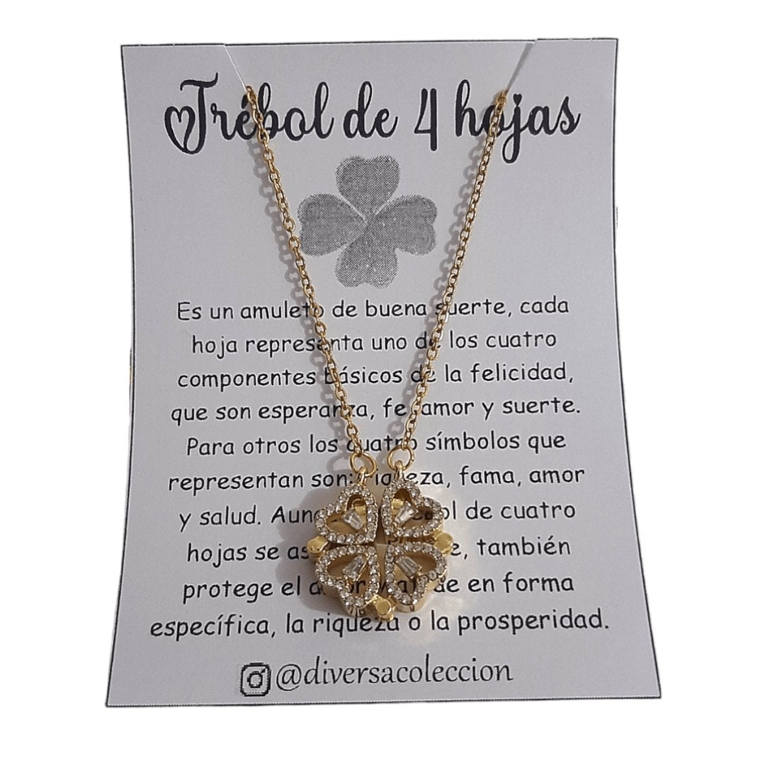 Collar Trébol & Corazón Dorado - Diversa Colección
